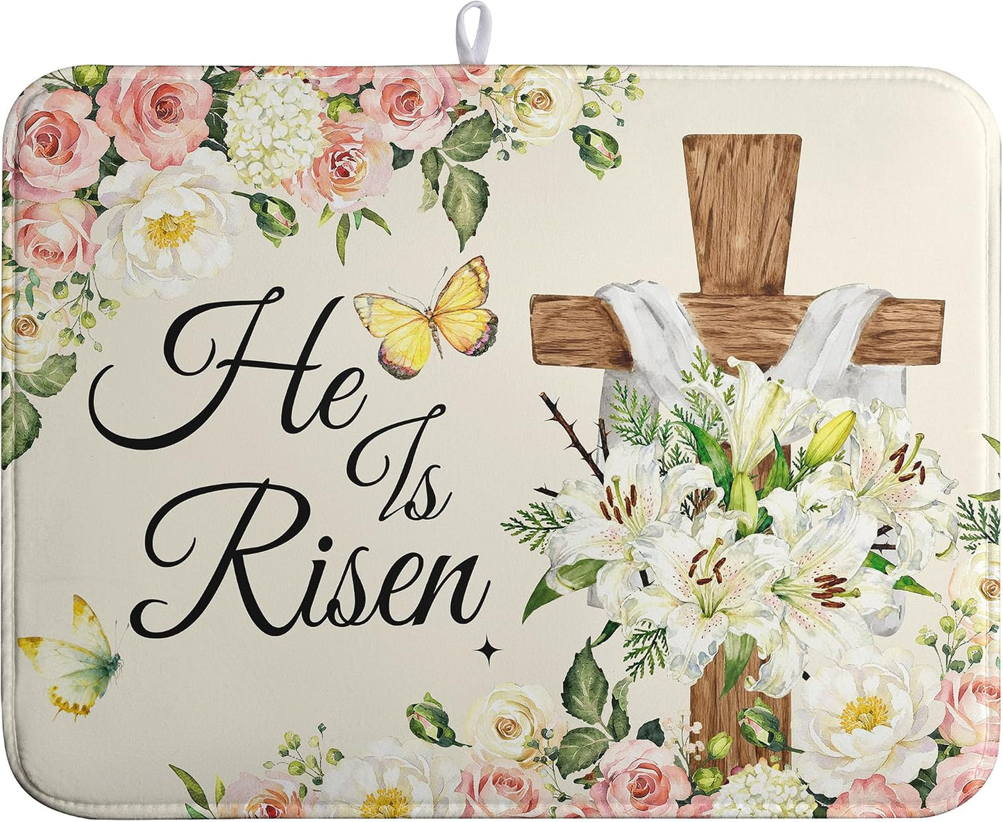 Tapete secado platos Pascua diseño floral microfibra absorbente