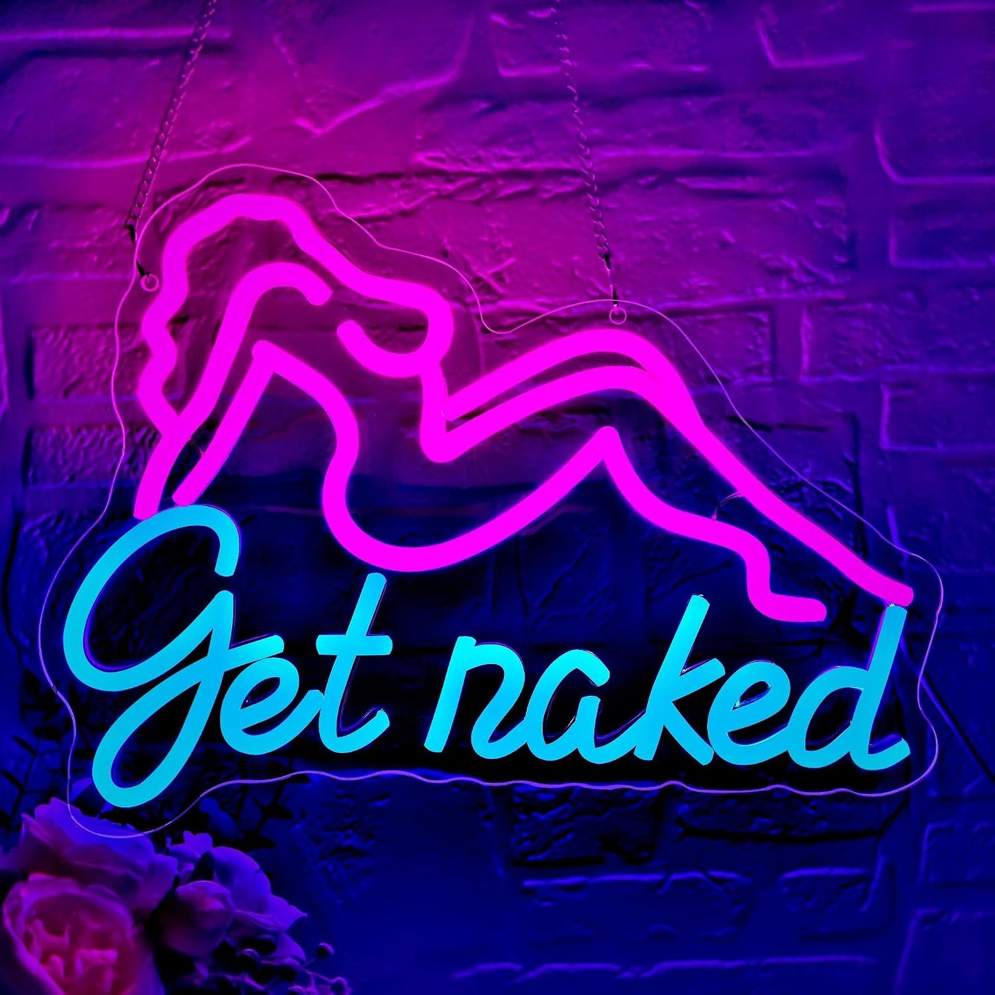 Letrero neón get naked rosa para decoración pared