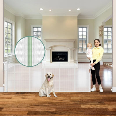 Puerta bebé retráctil reforzada 120" antiarrastrón