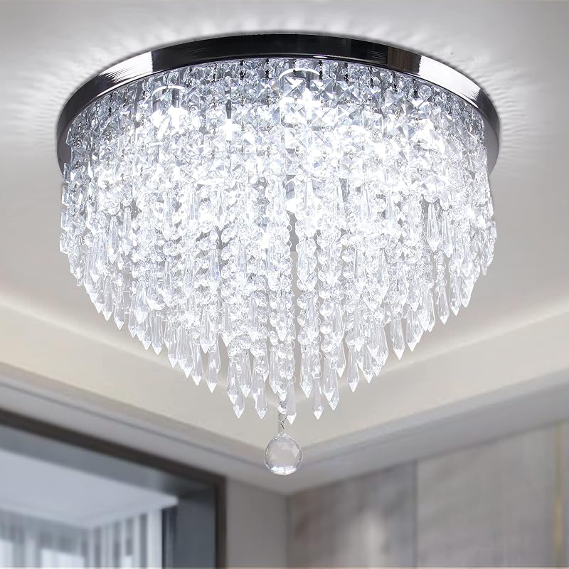 Lámpara techo candelabro cristal LED 5 niveles 19.7x13.7pulg