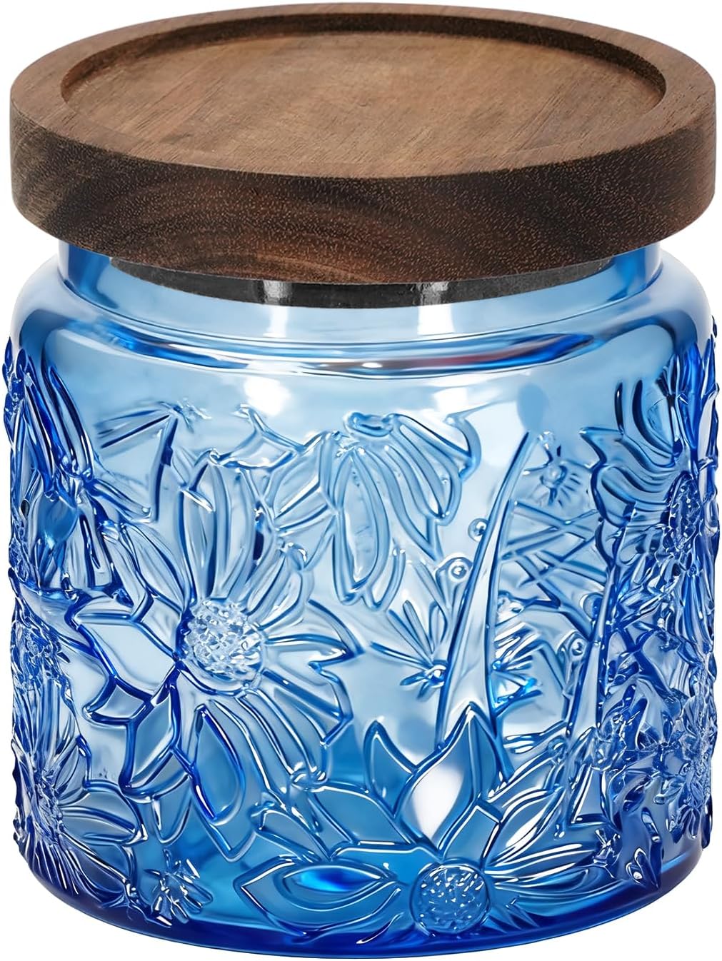 Tarro cristal vintage con tapa madera para azúcar té galletas