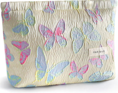 Bolsa maquillaje flores con cremallera lona acolchada