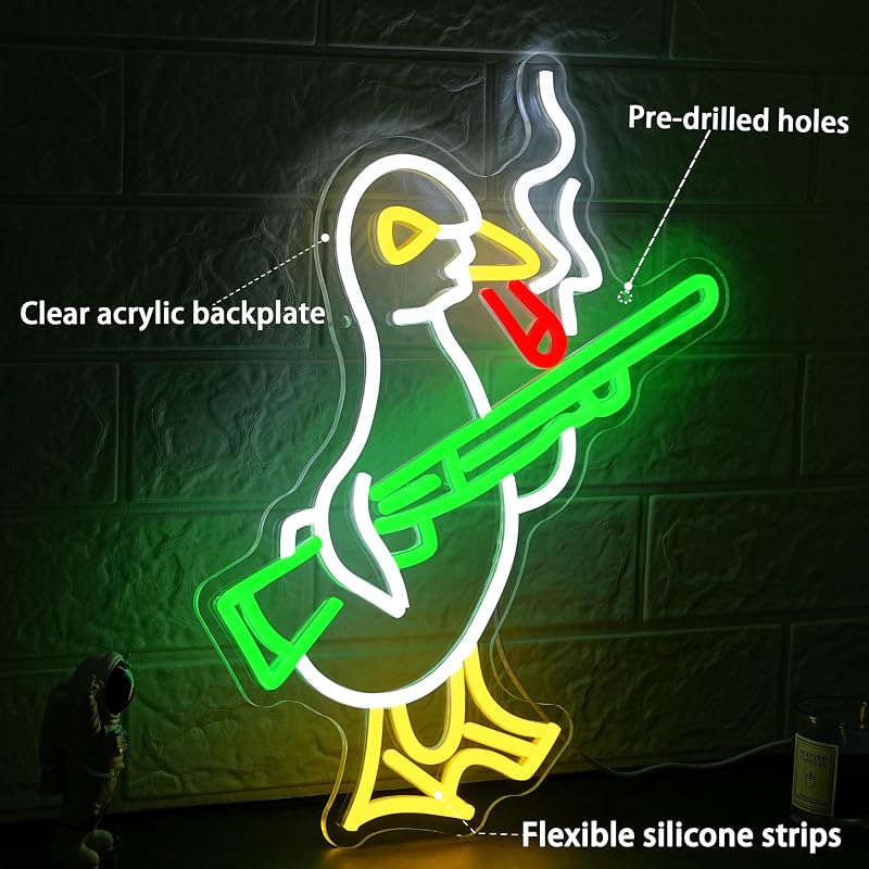 Letrero neón pato con interruptor LED USB para hogar