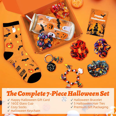 Cesta regalo mujer Halloween tazas cristal espeluznantes