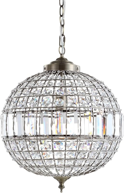 Candelabro colgante LED cristal/metal 16pulg