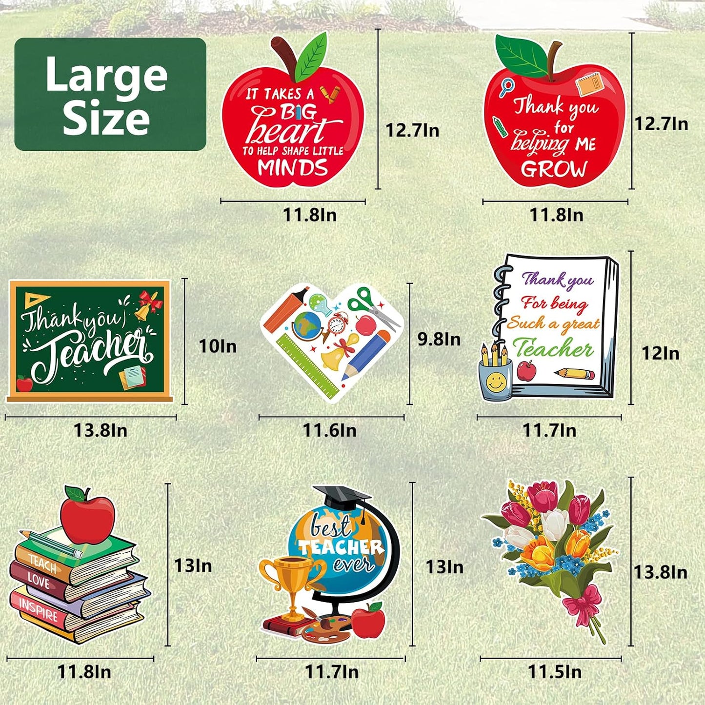Carteles agradecimiento jardín 8 pzas con estacas