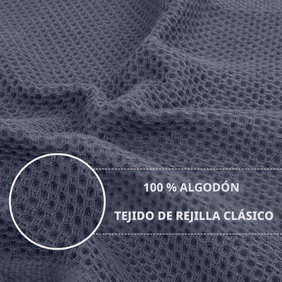 4 Pzas Trapo cocina algodón tejido gofre 12x12pulg gris oscuro