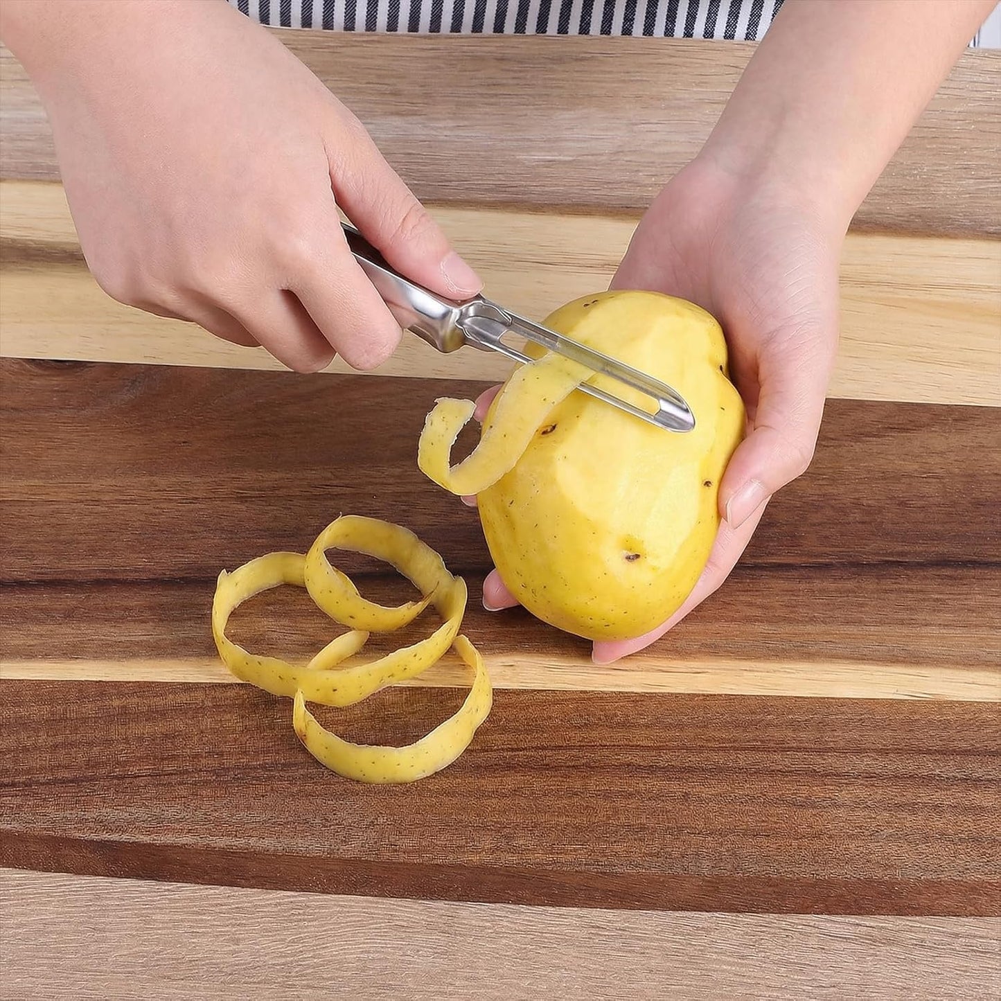 Paquete de 3 peladores giratorios ergonómicos de verduras con hoja de acero inoxidable