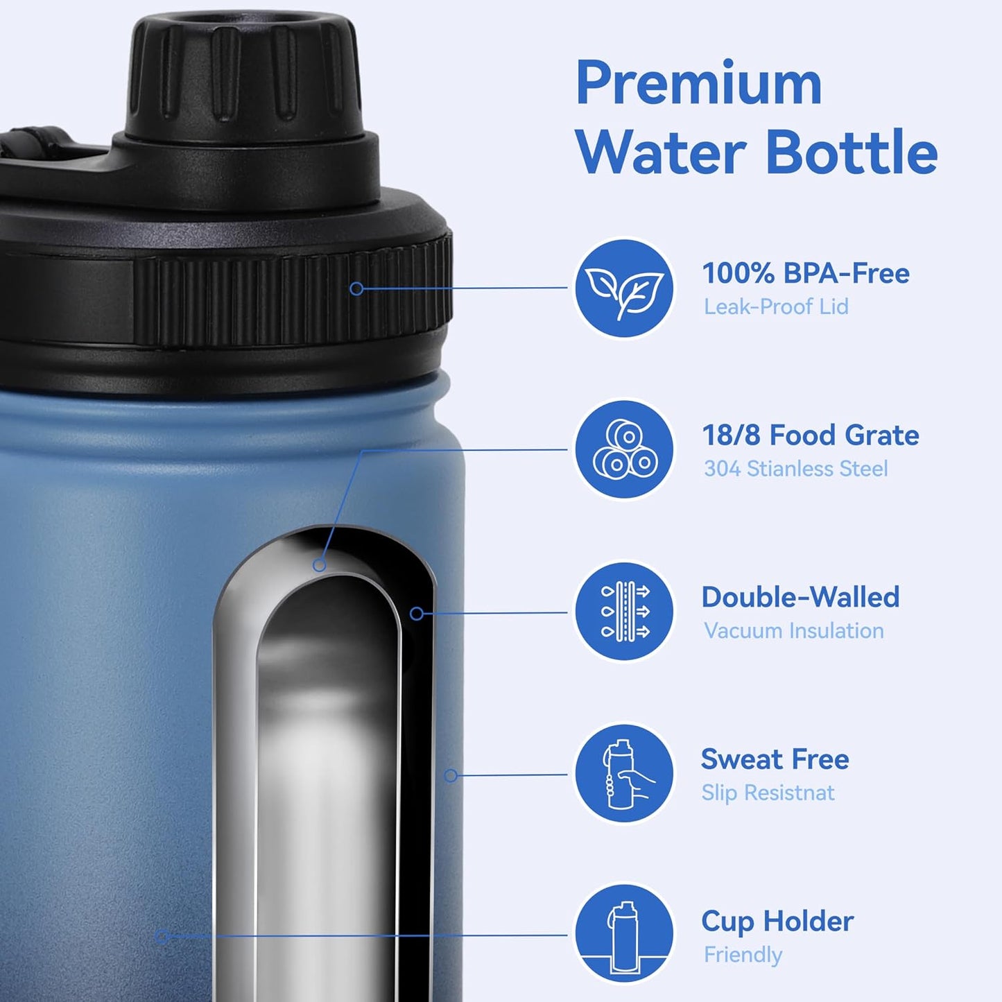 Botella agua niños 16oz acero inox doble pared sin BPA