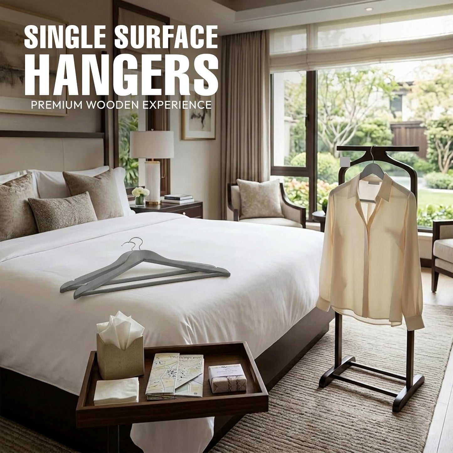 Perchas madera ranuras hombros 360 grados set 30