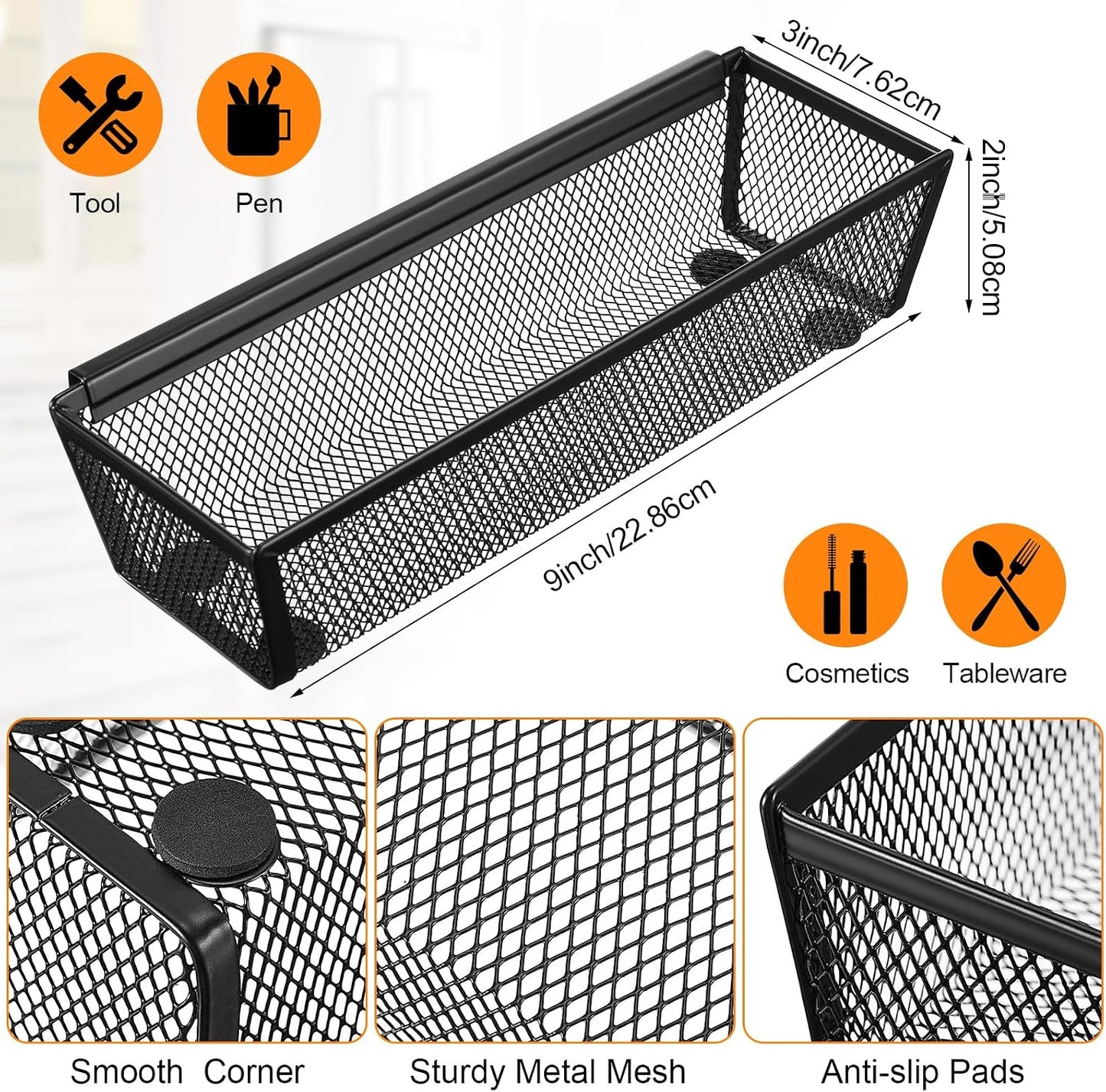 10 Organizadores Cajones Utensilios Malla 9x3pulg