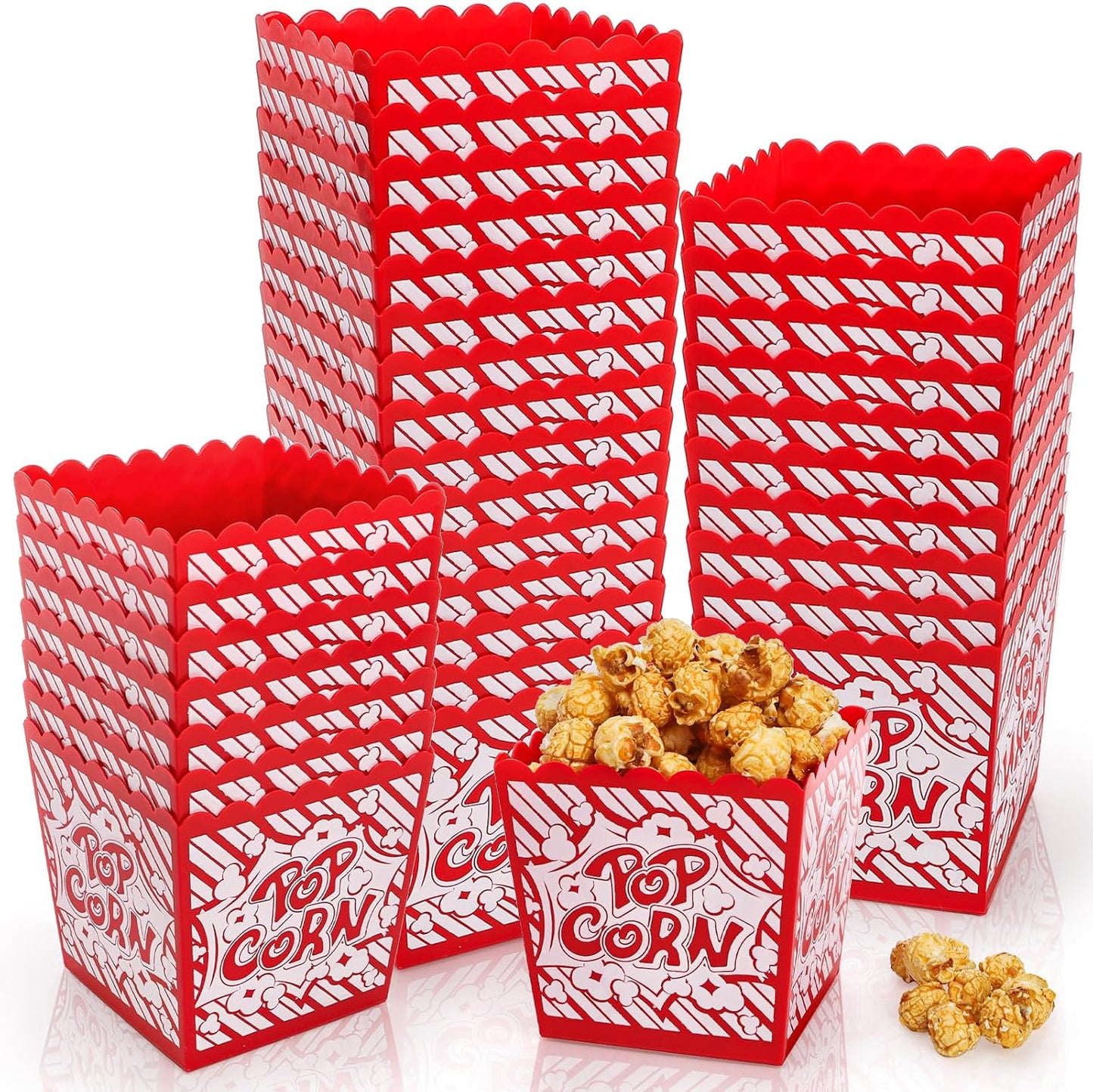 30 Cajas Palomitas 3.8x3.8pulg Reutilizables Rayas