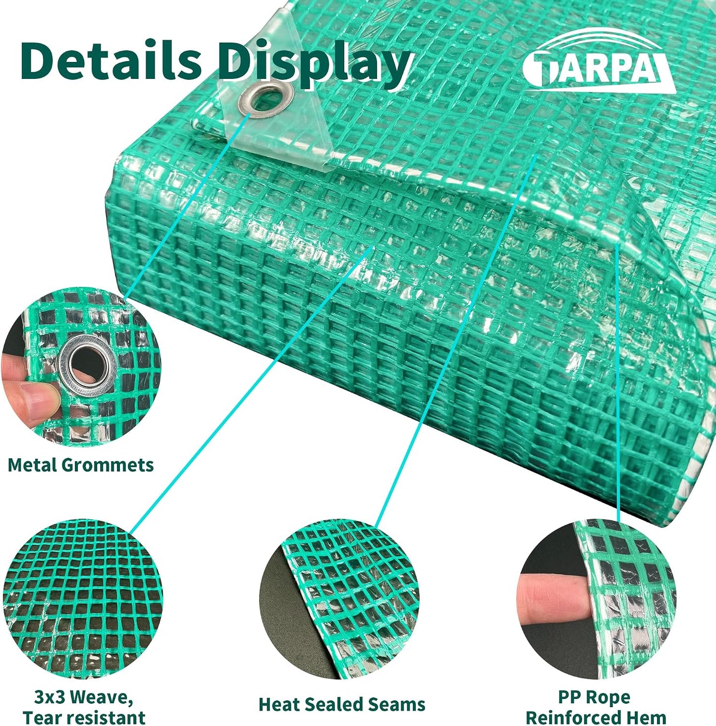 Lona transparente 12x12ft impermeable con bridas