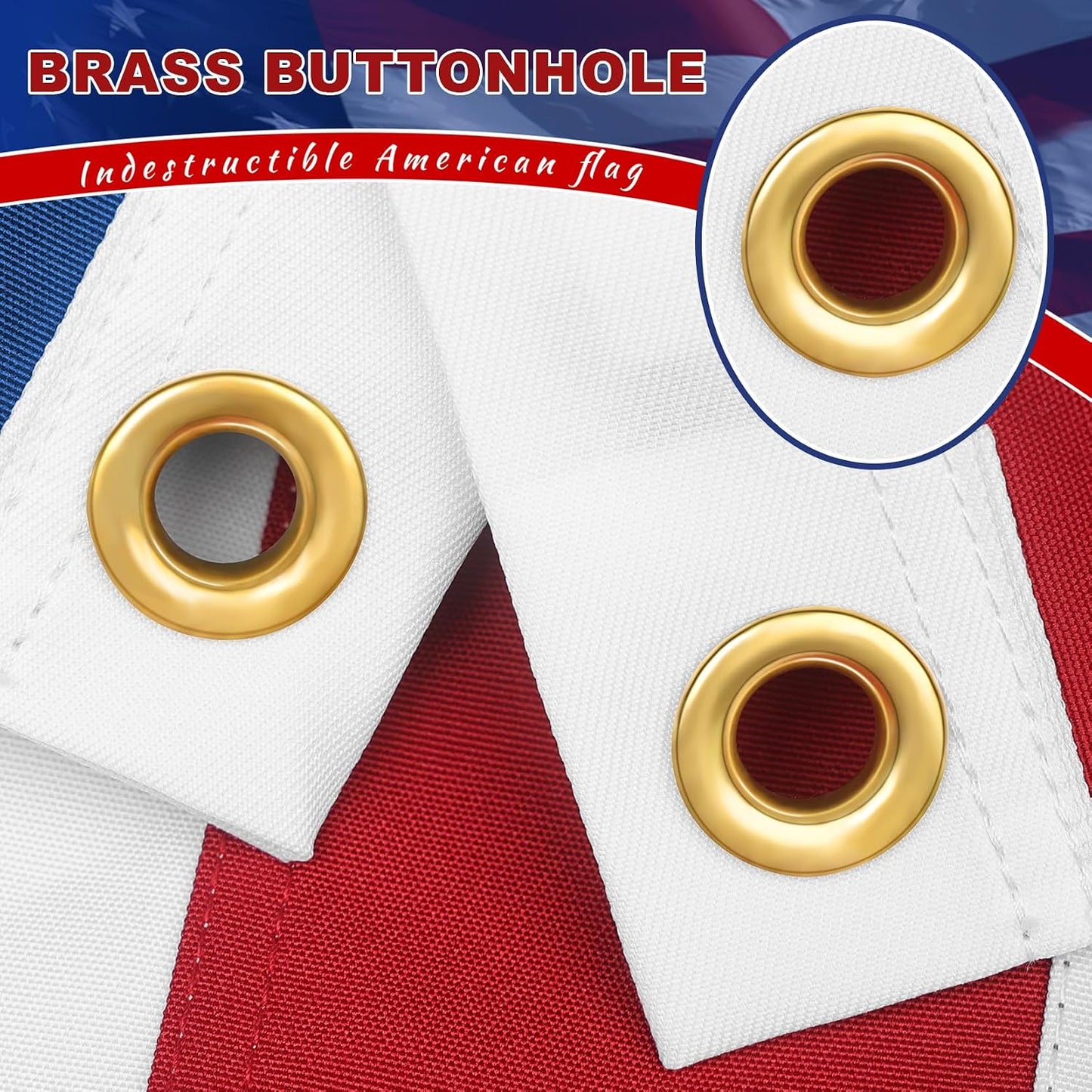 Bandera EE.UU. 3x5 resistente estrellas bordadas ojales latón