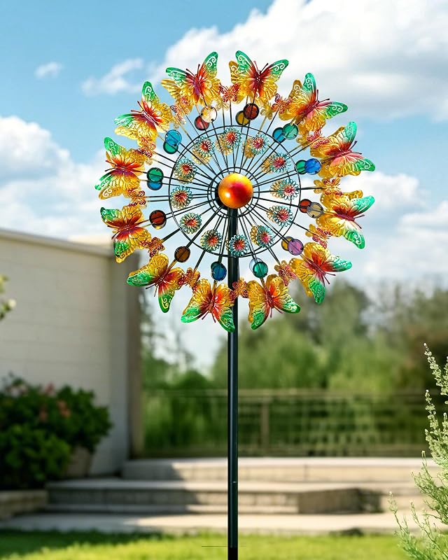 Molinillo viento mariposa 84" metal decoración patio