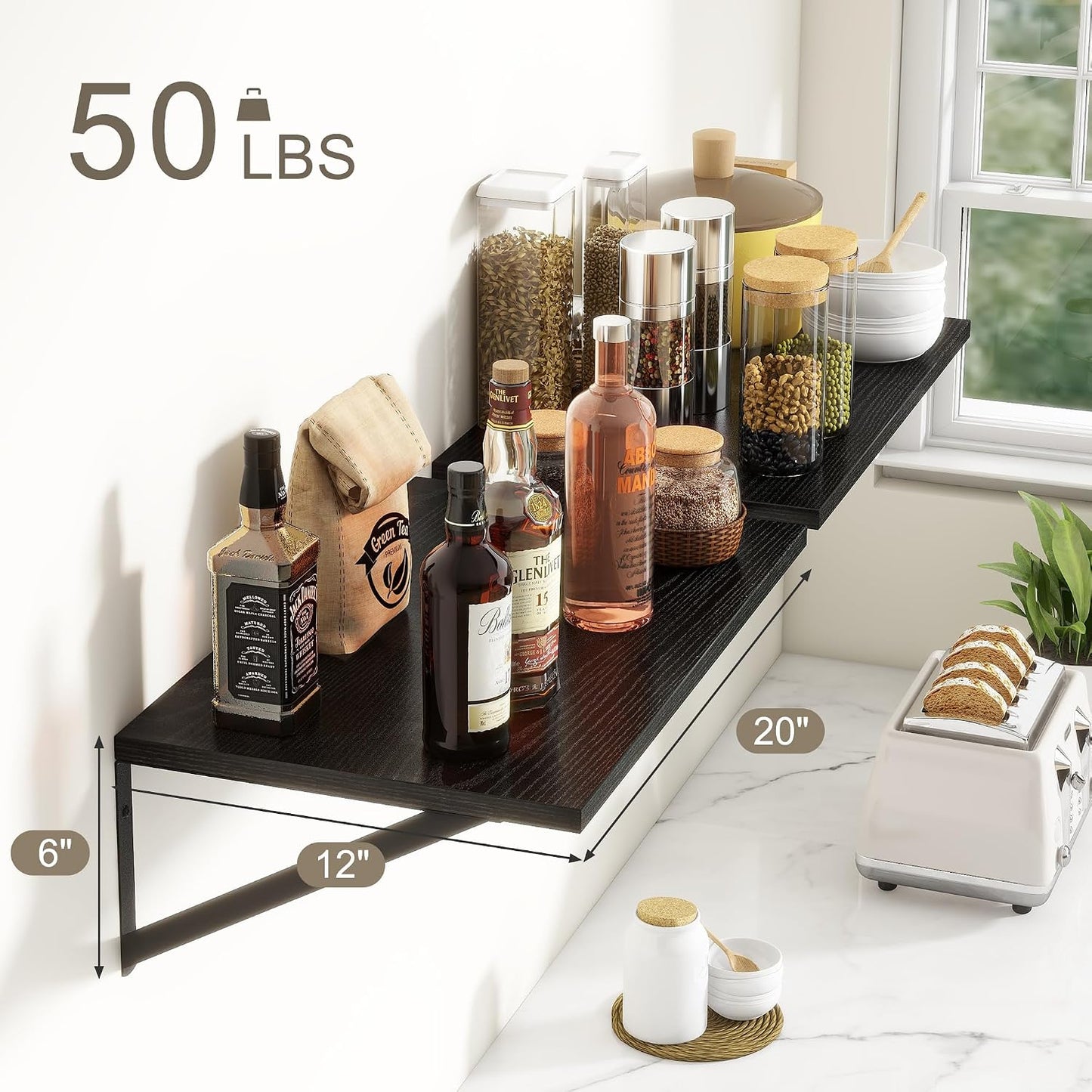 Set 2 estantes flotantes 20pulg para baño dormitorio cocina
