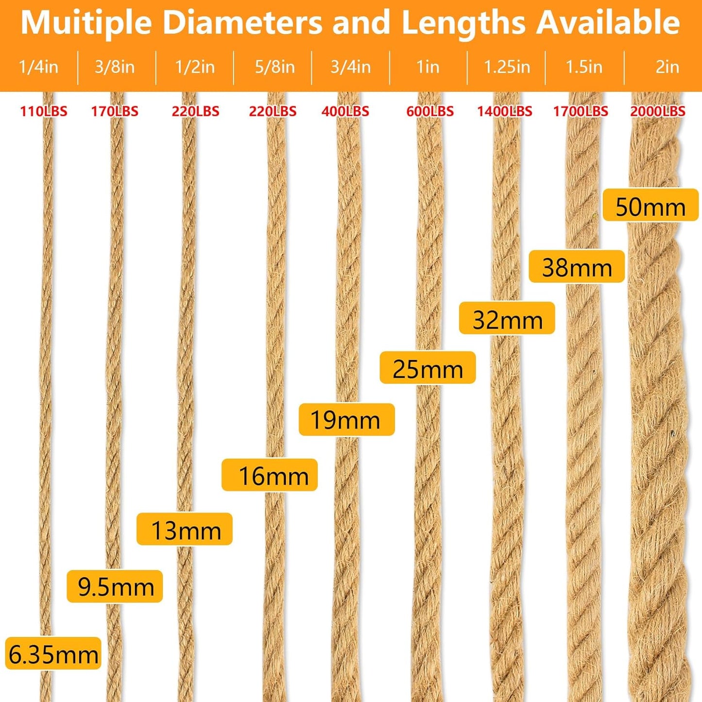 Muelles cuerda manila tratada 1.5x50' para embarcaciones