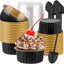 100 Moldes Pasteles con Tapas y Cucharas Negro Dorado