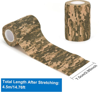 Cinta camuflaje autoadhesiva 3" x5yd 6 Uds