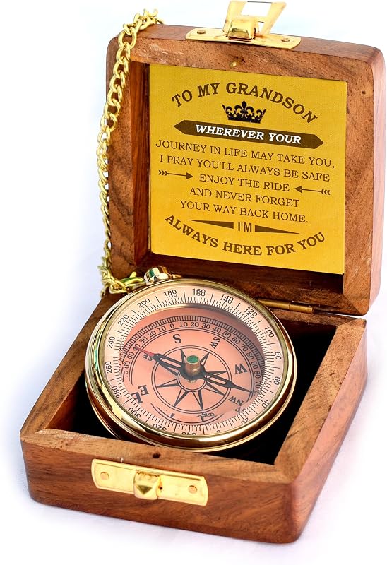 Brújula con caja de madera regalo para hijo graduación