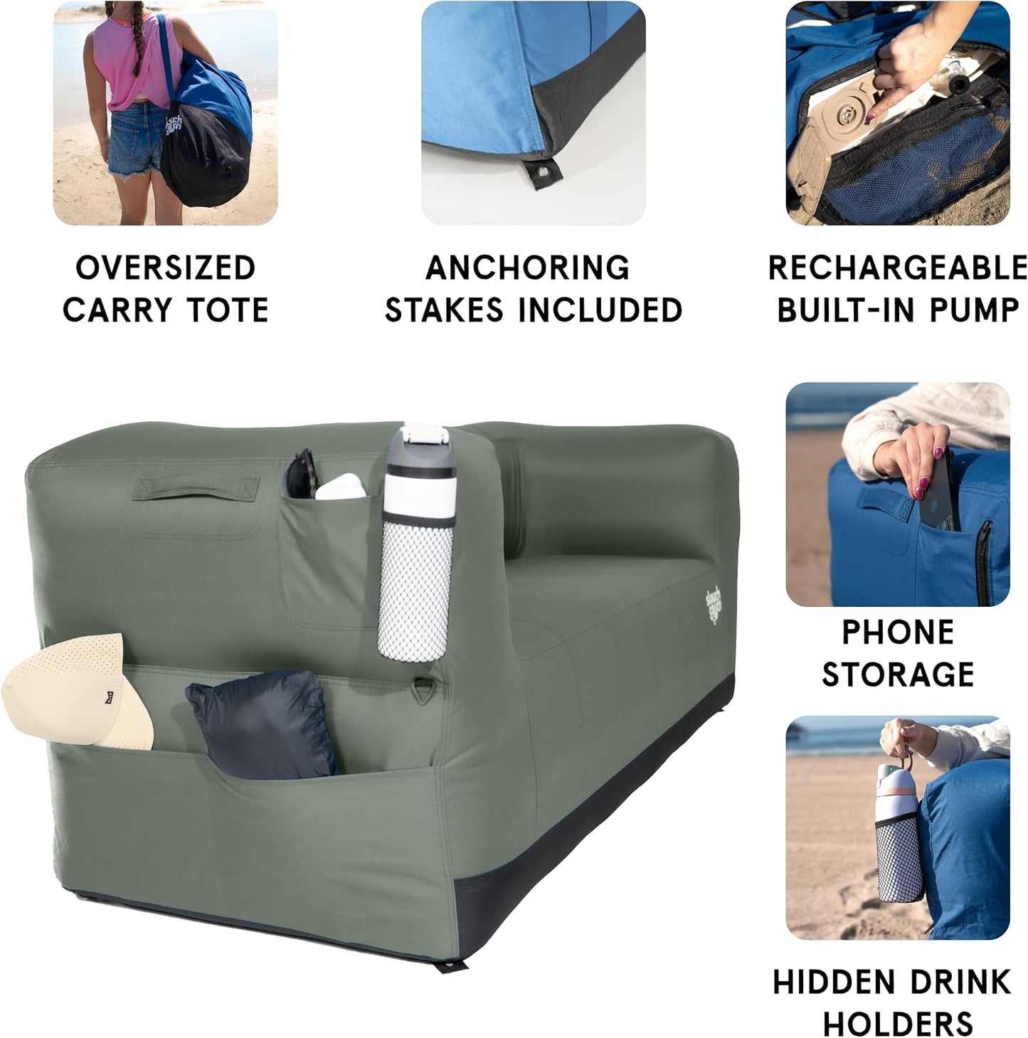 Sofá inflable con bomba tela duradera para campamento y
