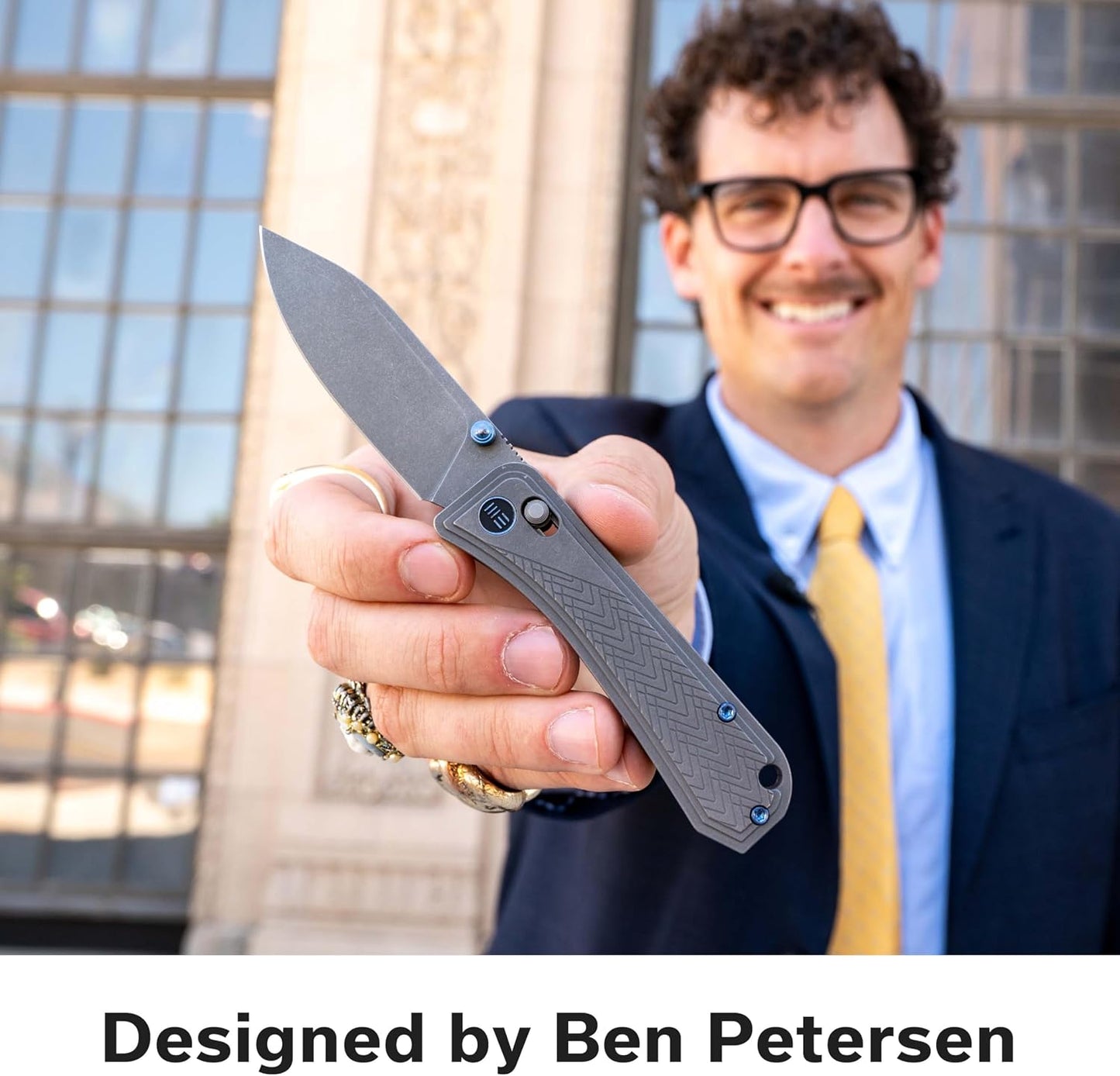Cuchillo EDC plegable bloqueo hoja S45VN mango titanio