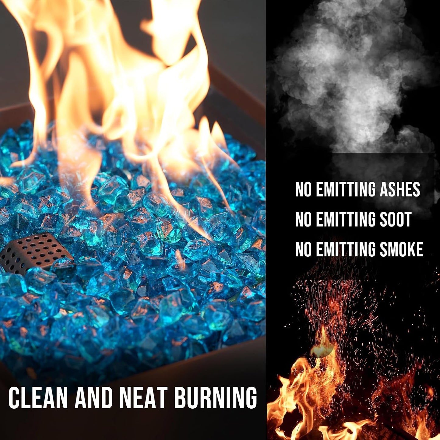 Vidrio de fuego poligonal 10lb azul aguamarina para chimenea