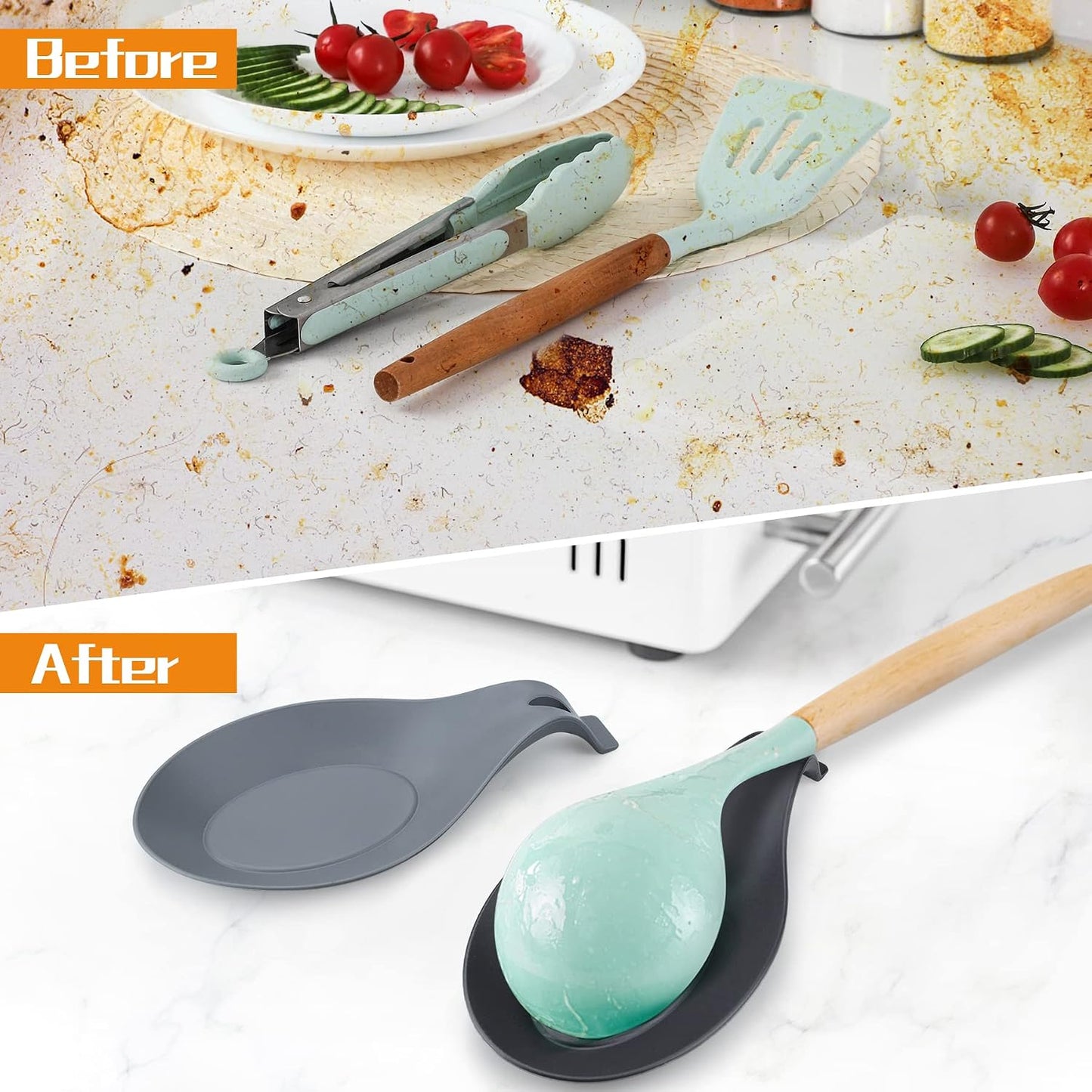 Soporte cuchara cocina silicona pack 5 resistente calor
