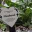Placa corazón acrílico plateado y negro para tumbas