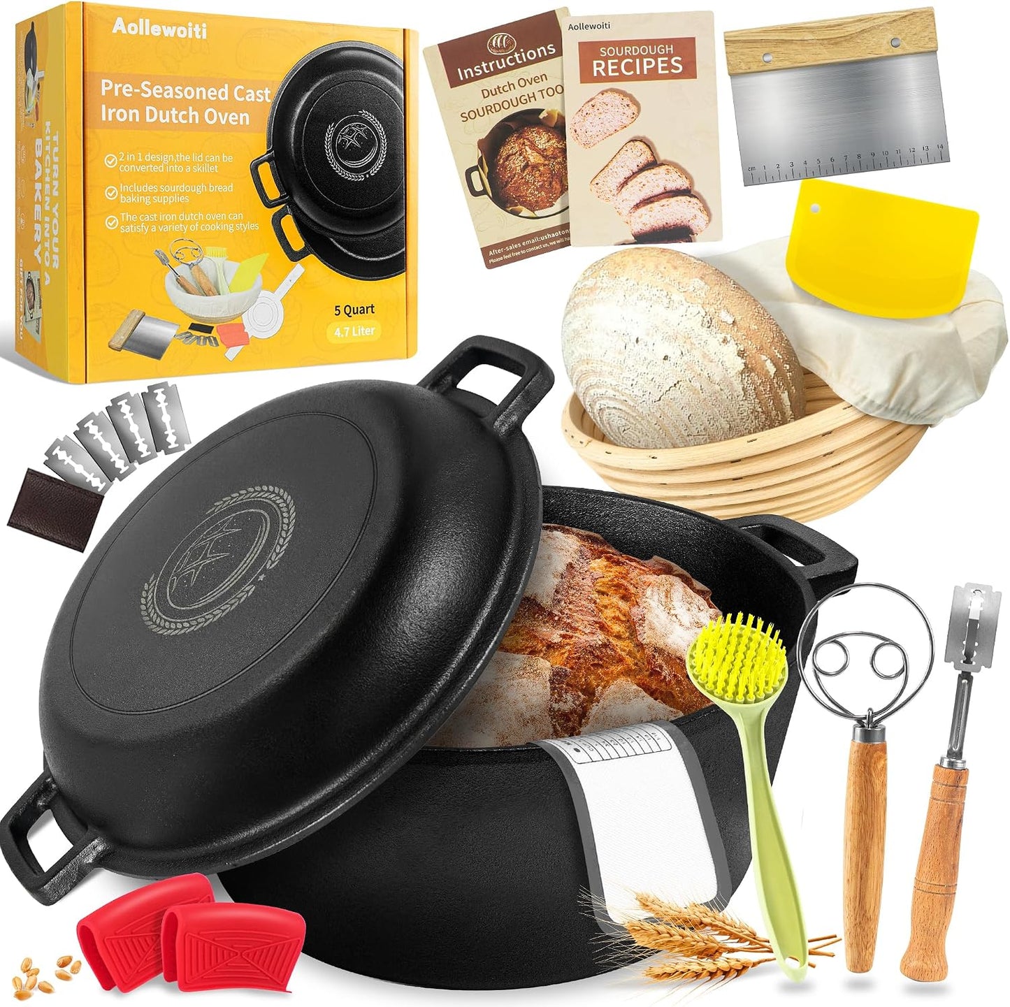 Olla holandesa hierro fundido 5qt con tapa