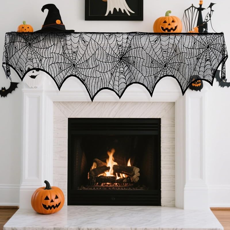Bufanda Halloween 18x96pulg encaje negro decoración fiesta