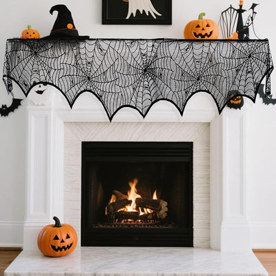 Bufanda Halloween 18x96pulg encaje negro decoración fiesta