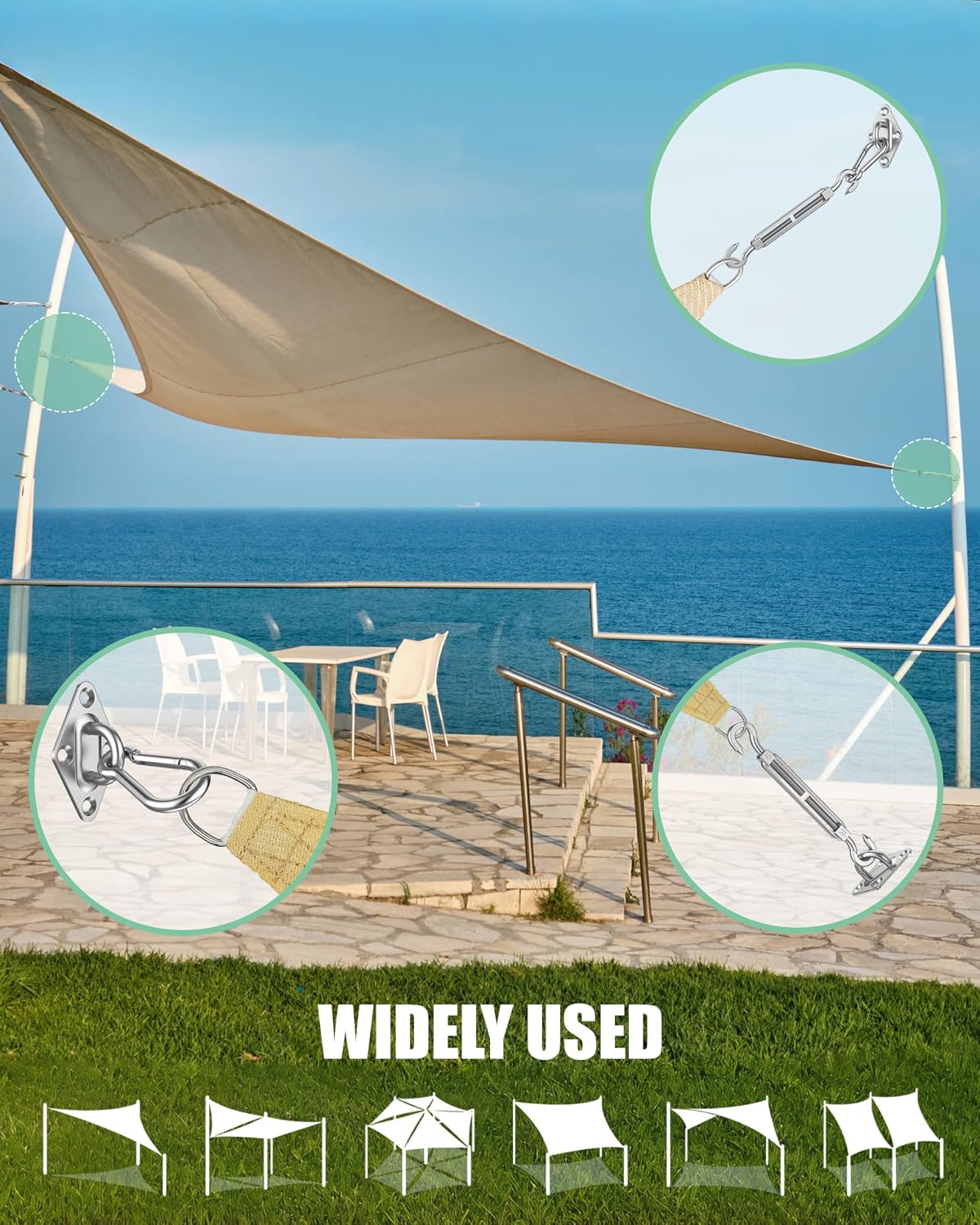 Kit herramientas vela sombra M6 ganchos sol