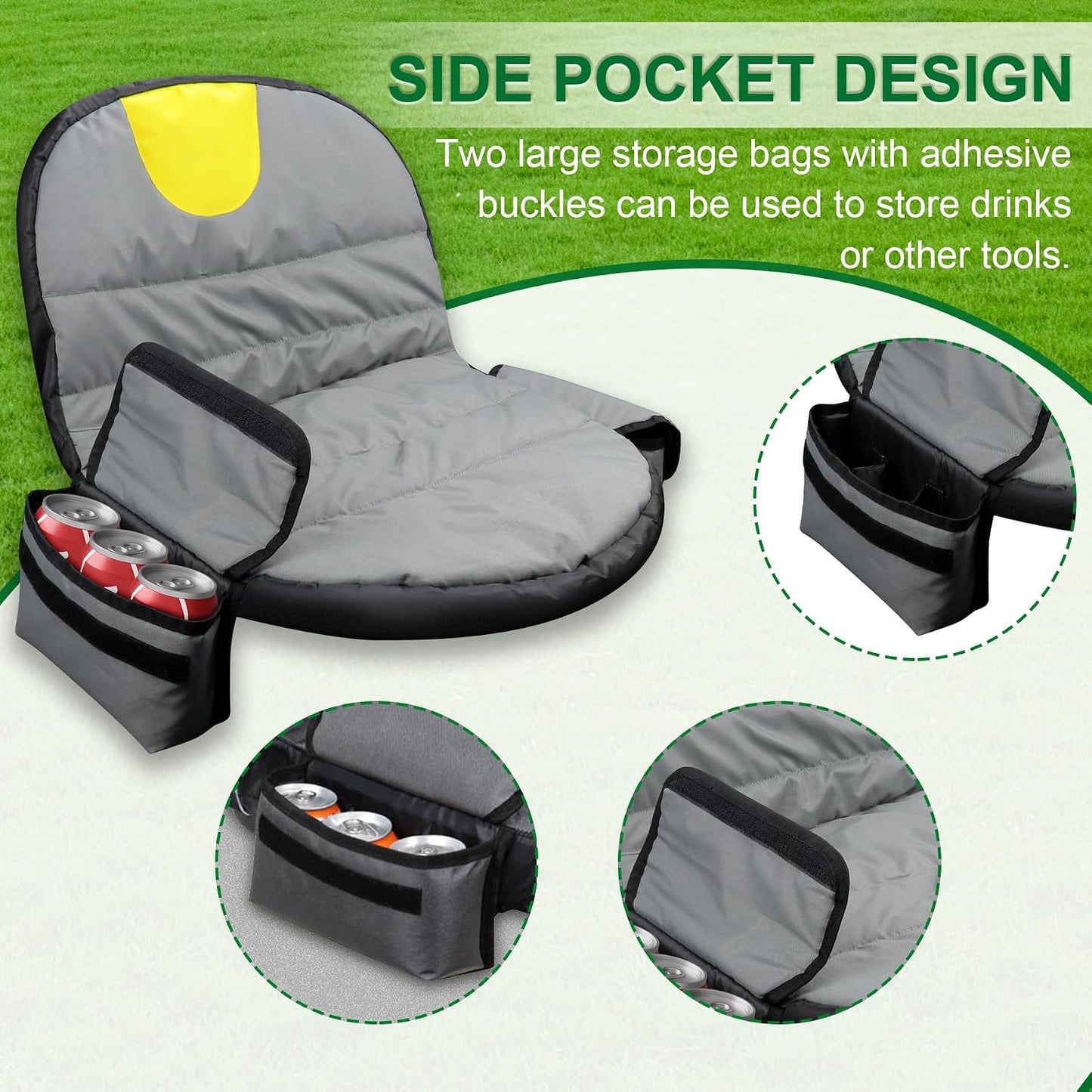 Funda asiento cortacésped tela Oxford 2 bolsas gris amarillo