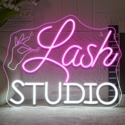 Letrero neón Lash Studio para salón spa belleza