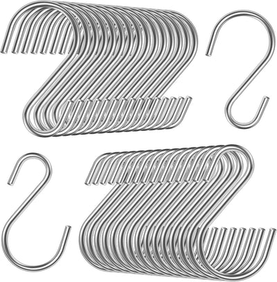 60 Ganchos S Acero Inox 1.8" para Estantes y Utensilios