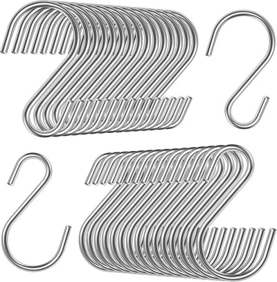 60 Ganchos S Acero Inox 1.8" para Estantes y Utensilios