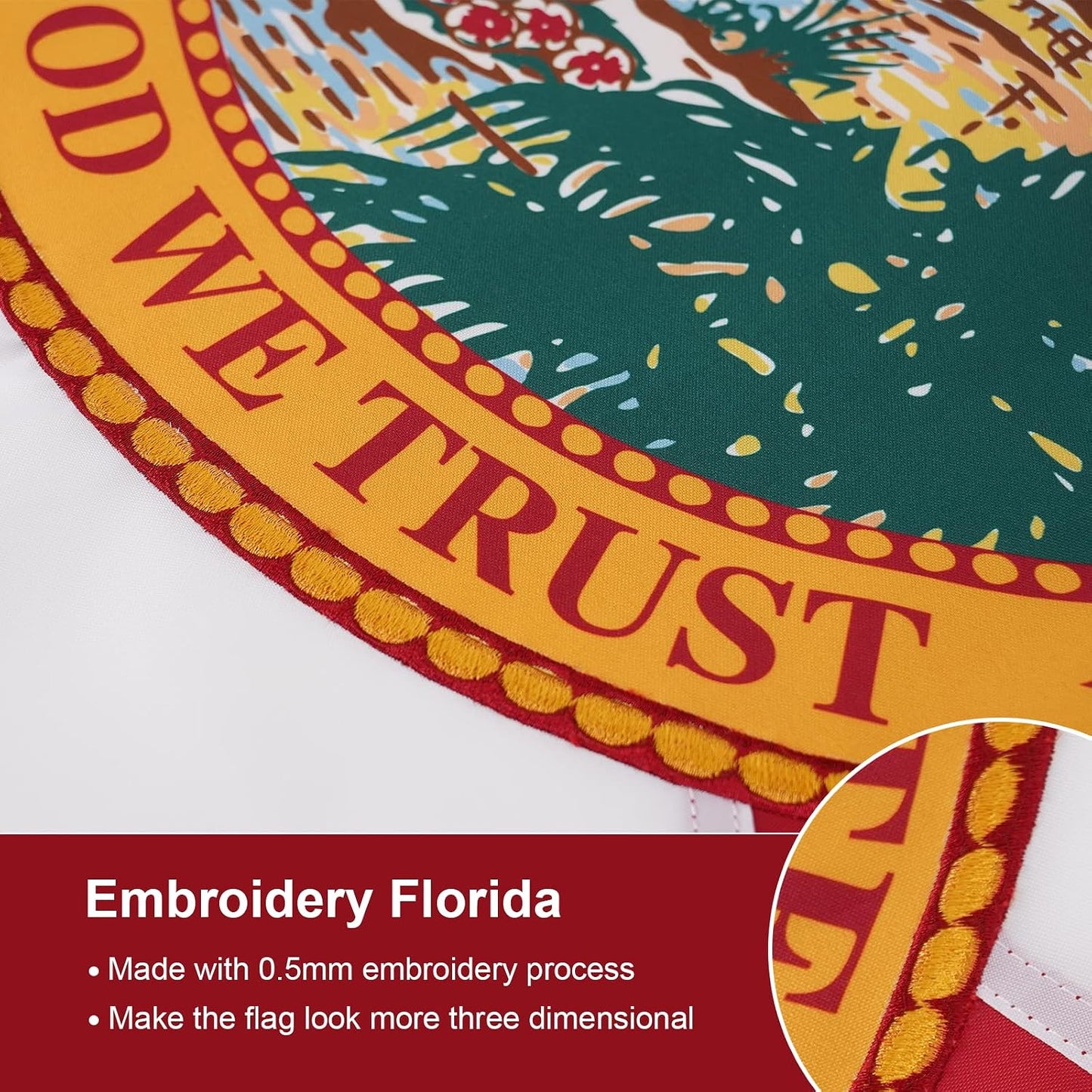 Bandera Florida 6x10ft bordada poliéster resistente
