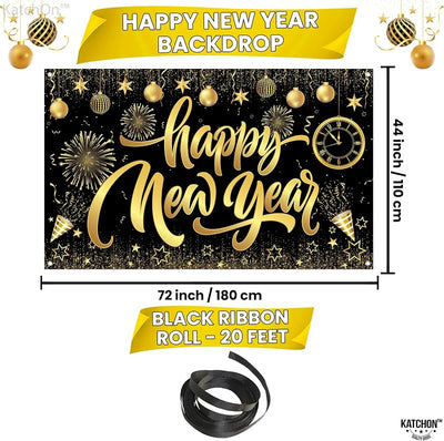 Cartel Feliz Año Nuevo 72x44pulg 2026 Decoración Nochevieja