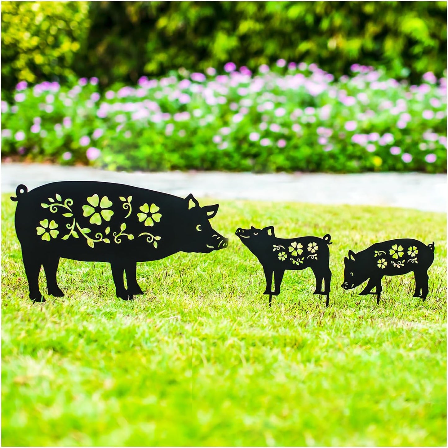 Estacas decorativas de cerdo para jardín y patio