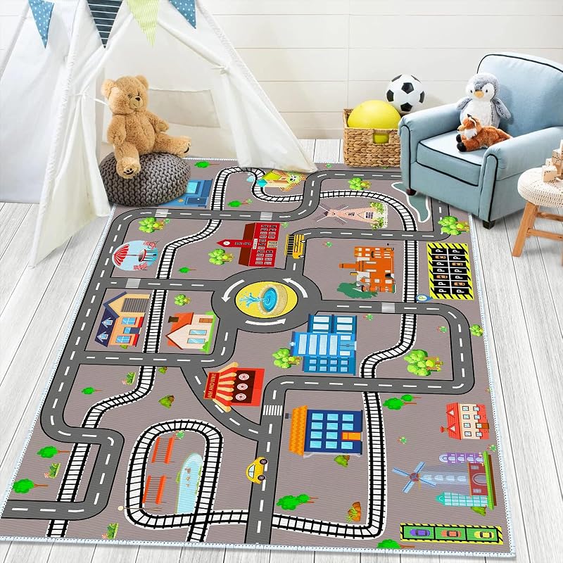 Alfombra coche niños 2'7"x4' antiderrap gris