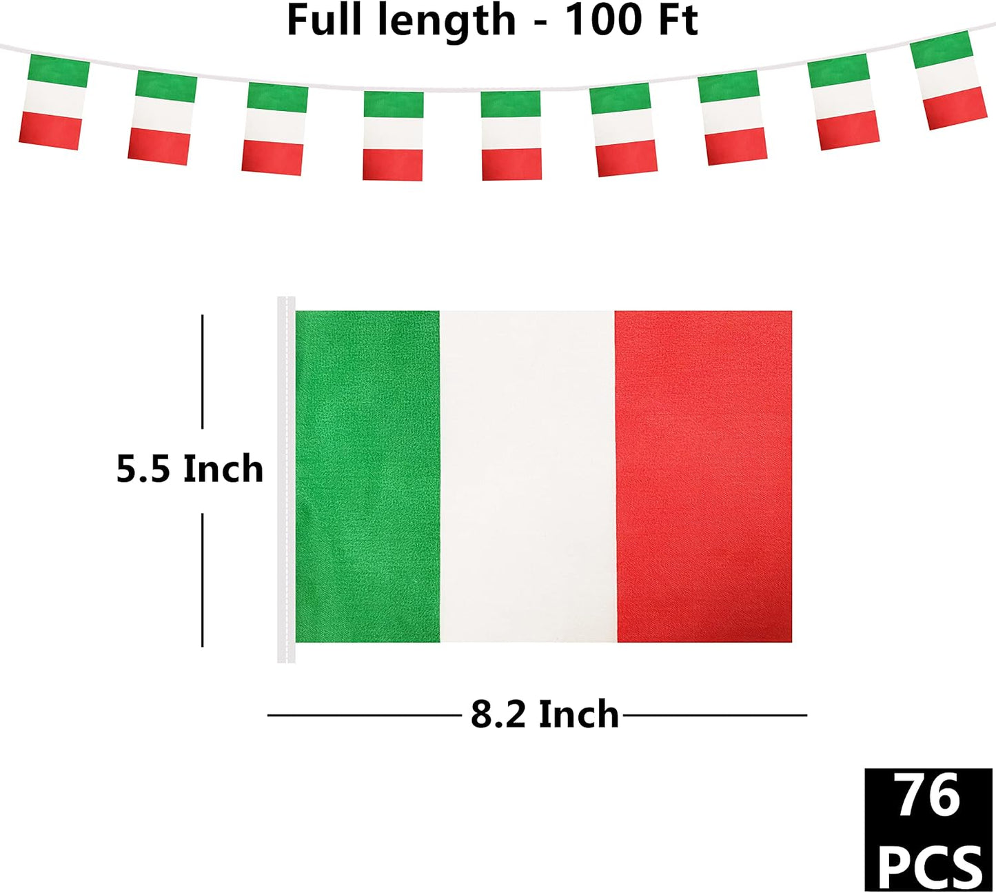Bandera Italia 100ft con cadena 76 banderas decoración