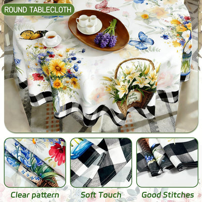 Mantel redondo floral 60pulg gris rústico comedor