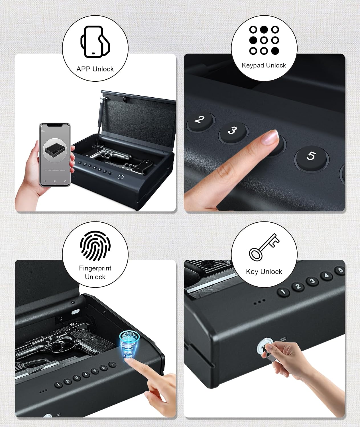 Caja fuerte biométrica para coche con huella y código