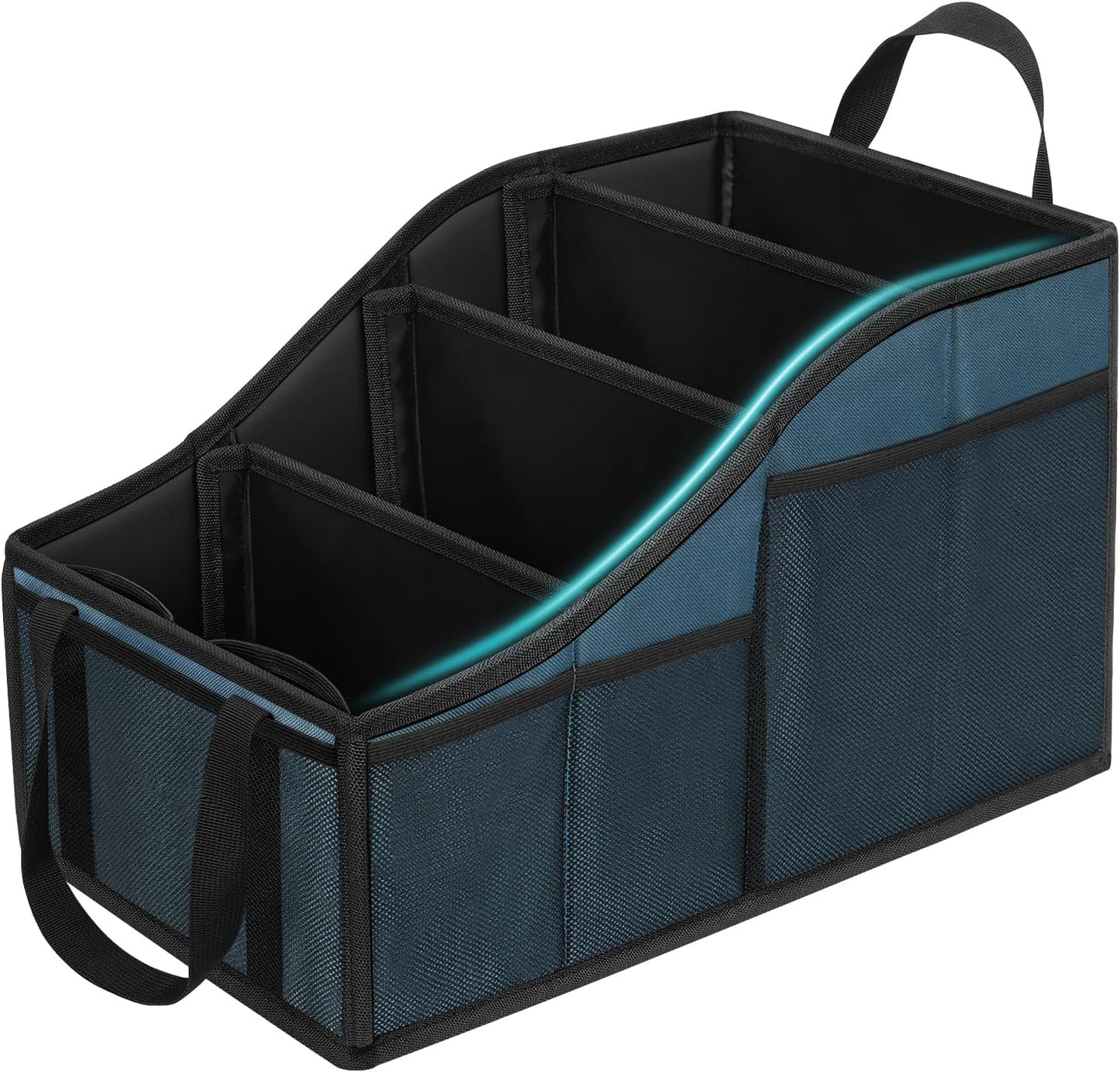 Organiz. asiento coche 4 comp 7 bolsillos malla azul