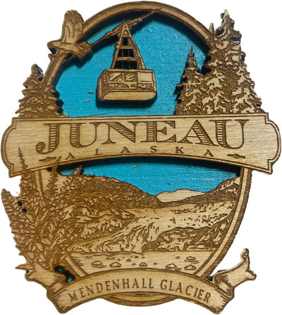 Imán madera Juneau Alaska 2.75x3pulg