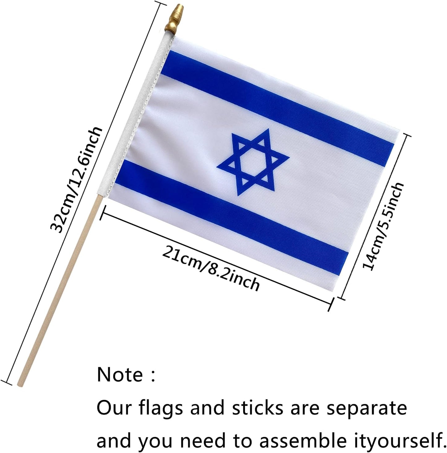 Banderas israelíes 5x8" pack 12