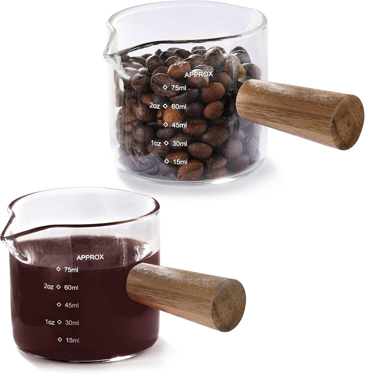 Juego 2 Tazas Medidoras Vidrio Doble Escala 2.5oz