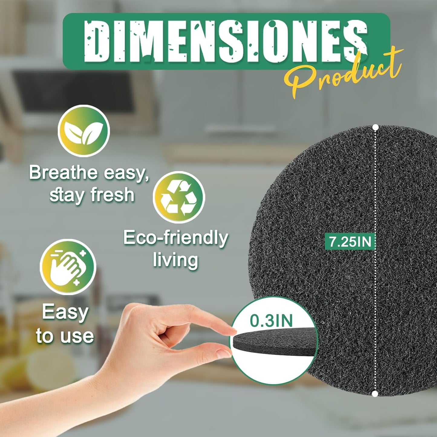 Filtros carbón 7.25pulg para compost 10uds extra gruesos