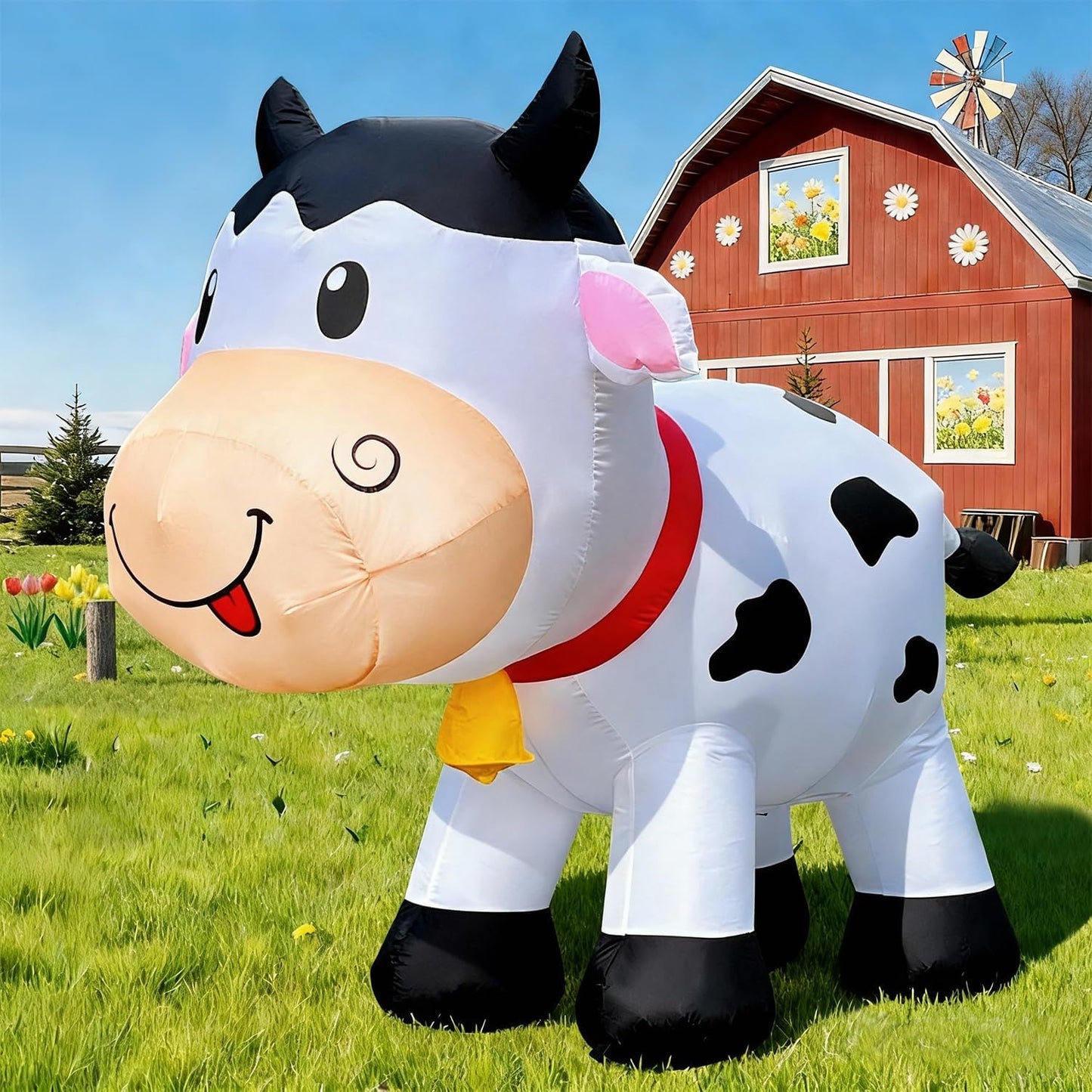 Inflable vaca 6ft para Navidad patio luces LED
